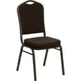 thumbnail image 2 of Flash Furniture HERCULES Series Crown Back Stacking Banquet Chair in Brown Patterned Fabric - Gold Vein Frame, 2 of 14
