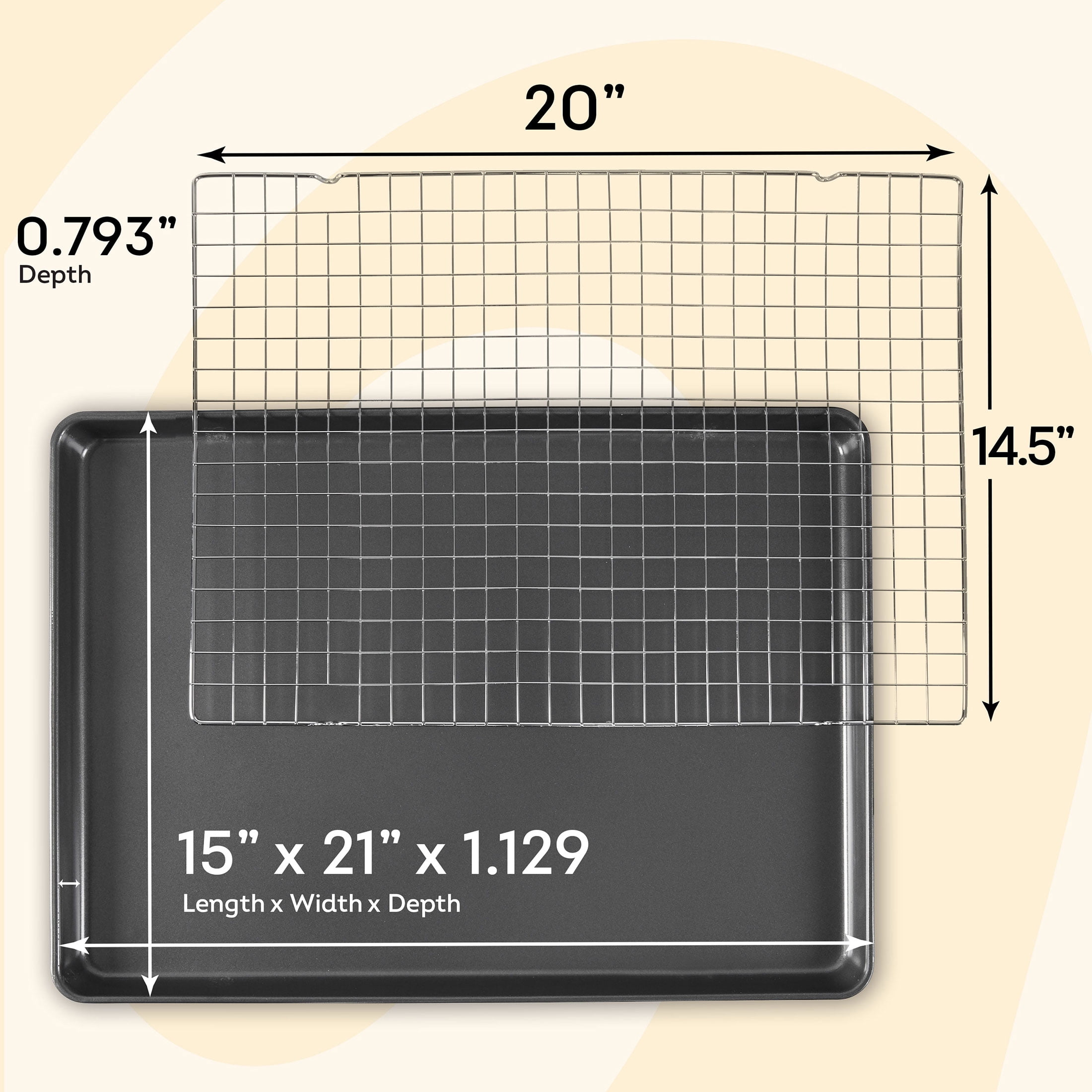 Wilton Premium Bakeware Set Non-Stick Mega Cookie Sheet 21x15 & Cooling Rack for Cooking & Baking Rectangular Shape, Packaging May Vary