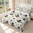 thumbnail image 3 of Erosebridal Cute Bug Bee Quilt King,Transitional Sunflower Floral King Coverlet Set,Black Silver,3 Pieces,1 Bedspread and 2 Pillowcases, 3 of 7
