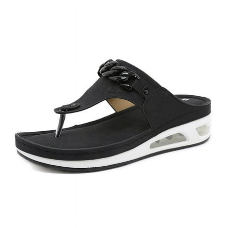 Flip Flops for Women Sandals with Arch Support Women Wedge Sandals Summer Cushion Footbed Ladies Sandal Comfortable Slip On Walking Shoes