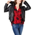 thumbnail image 2 of I.N.C Womens Velvet Hoodie Faux-Leather Jacket, Black, XX-Large, 2 of 2