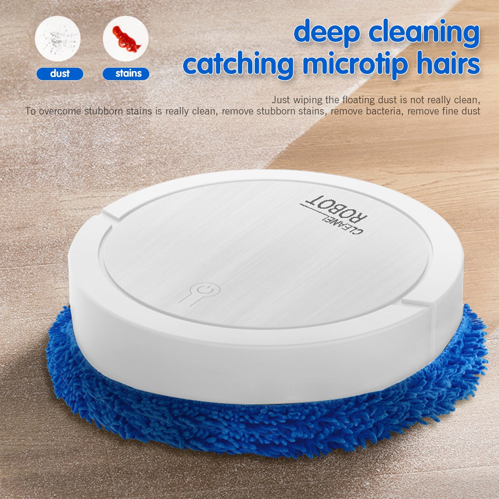 Intelligent Automatic Mopping Robot Wet and Dry Floor Cleaner Silent Mopping Machine for Home with Rotating Brush for Pet Hair and Dust White USB Charging 90-120㎡ Coverage
