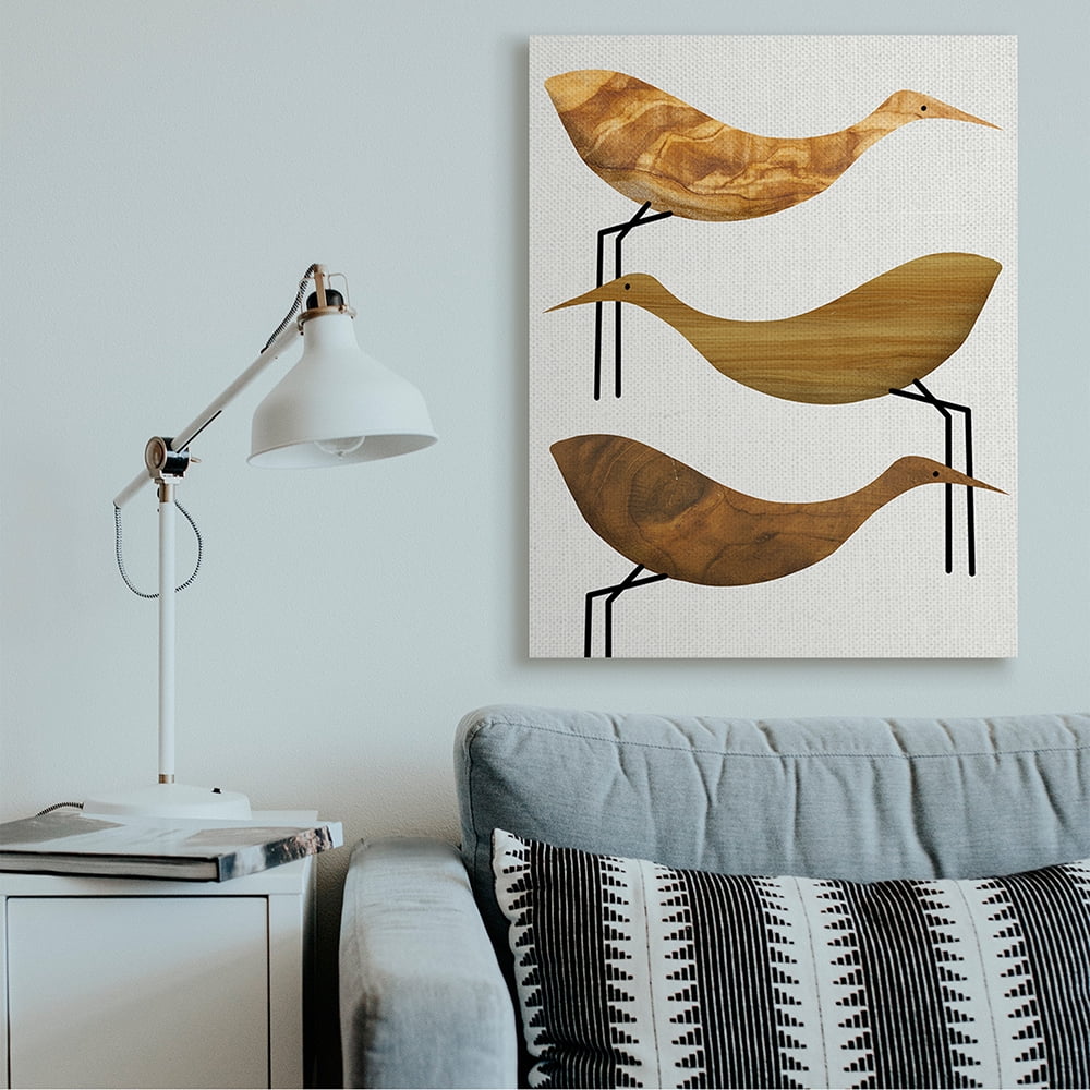 Stupell Industries Abstract Wooden Pattern Storks Rustic Birds Canvas Wall Art by Daphne Polselli