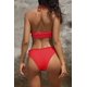 thumbnail image 2 of Mujer de Alto Corte Bandeau Bikini Set Ruffle Wrap Trajes de baño Halter Ruched Dos Piezas Trajes de baño Rosa Roja M Rosa Roja M Xishao ropa, 2 of 2
