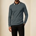 thumbnail image 2 of YOIAVAIOY Mens Contrast Collar Sweatshirt Long Sleeve Button Neck Pullovers Lightweight Slim Fit Pullover Sweatshirts Casual Business Polos Gray L, 2 of 8
