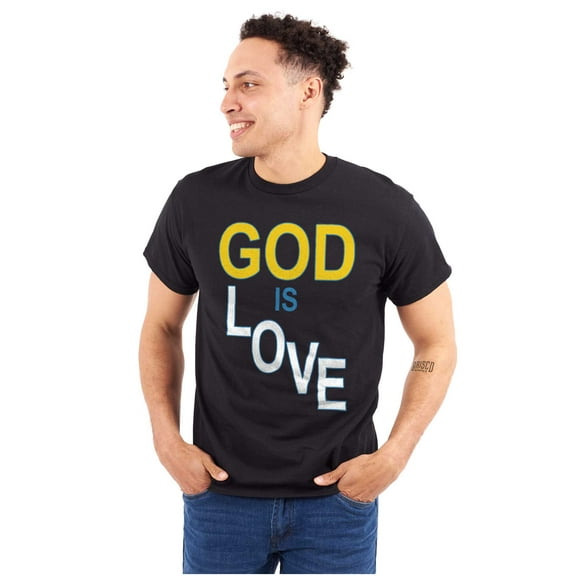 Religious Christian God is Love Men's Graphic T Shirt Tees Brisco Brands S
