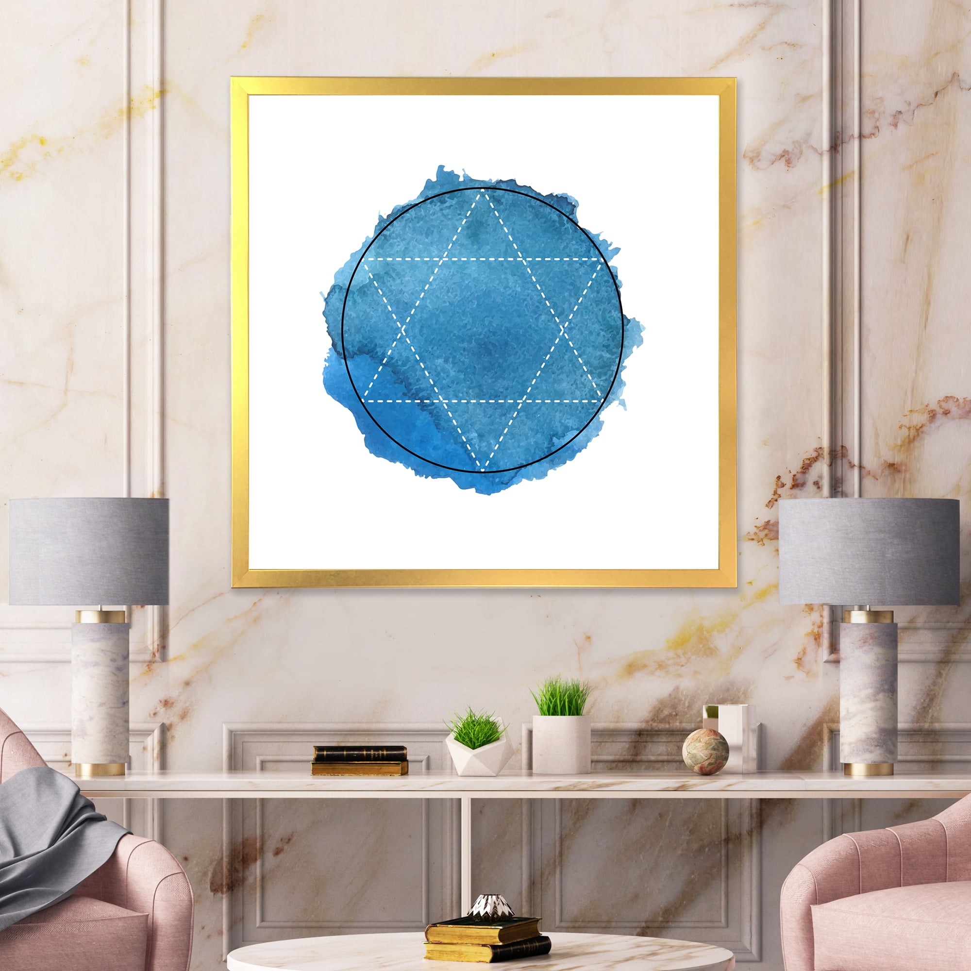 Designart 'Sacred Geometry and Symbol of Alchemy III' Bohemian & Eclectic Framed Art Print