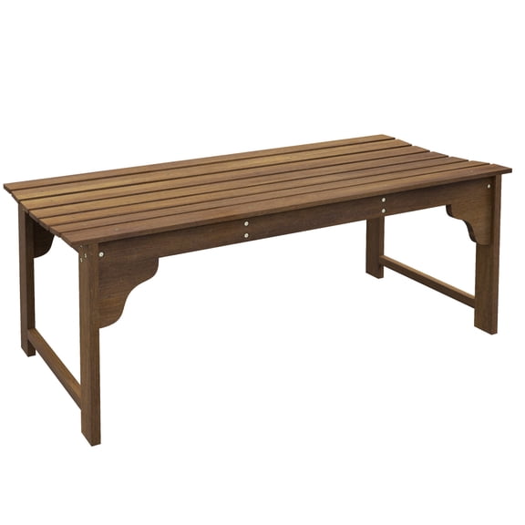 Wooden Garden Bench, Rustic Outdoor Park Bench for 3 with Slatted Seat, Teak Wood Bench for Patio, Porch, Deck