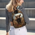 thumbnail image 5 of Disketp Grassland Sunflower Cow print Canvas Backpack Lightweight Travel Daypack Student Rucksack Laptop Backpack-Medium, 5 of 5