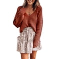 thumbnail image 3 of Fesfesfes Women Sweaters Solid Color Casual Long-Sleeved V-neck Pullover Sweater Plus Size $10, 3 of 4