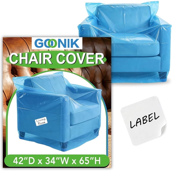 Chair Cover for Moving and Storage, Waterproof Furniture Cover Moving Bag with 2 Label, 65 x 42 x 34 Inch, Blue