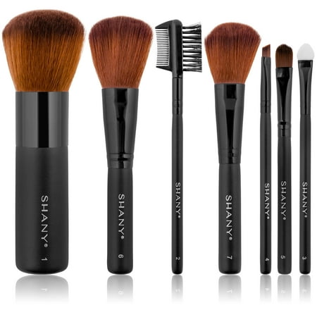 Pure Kabuki Brush - SHANY Studio Quality Auburn Synthetic Bristles Cosmetic Brush Set with Large Kabuki, 7 pc