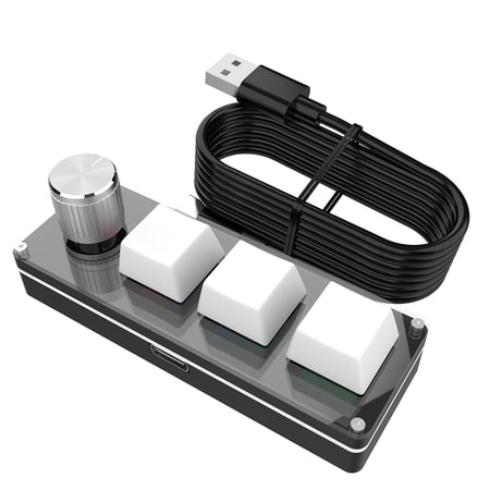 CHAXIN 3 Key 1 Knob/4 Key Programming Macro Custom Knob Keyboard RGB Wired USB One Handed Mechanical Gaming Keyboard Hotswap Mechanical Macropad Red Switches for Gamers/Designers/Video Editor
