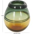 thumbnail image 3 of DecMode 9" Handmade Ombre Green Glass Vase with Yellow Base, 3 of 9
