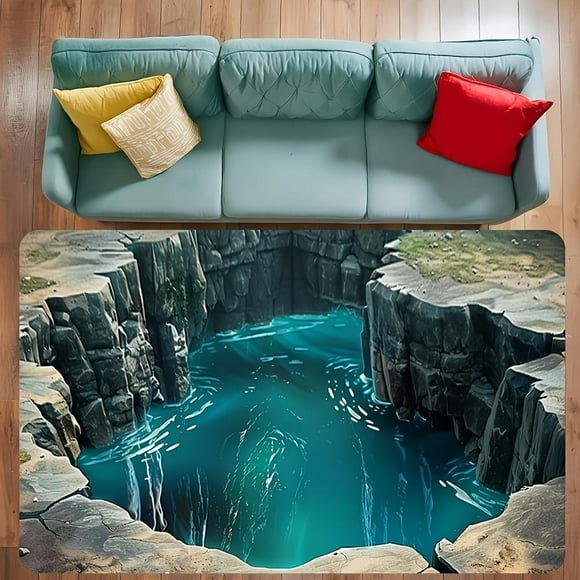 Front Door Mat Outside Entrance, 3D Optical Illusion Rug