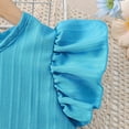 thumbnail image 5 of ITSAME Girls Outfit 2-Piece, Flower Embroidery Top and Ruffled Shorts Summer Casual Clothing Set Sky Blue Size 7-8, 5 of 8