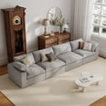 thumbnail image 3 of The Magic Home 157" Sofa Couch, Cloud Modular Sectional Sofa, Modern Linen Deep Comfy Couches for Living Room, Apartment, Office, Washable Replaceable Covers, 4 Seater Grey Couch, 3 of 15