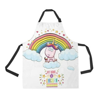 INRAINE Unicorn Toddler Apron for Girls Cute Cooking Apron with Pocket  Funny Waterproof Bib Painting Aprons for Kids 6-12