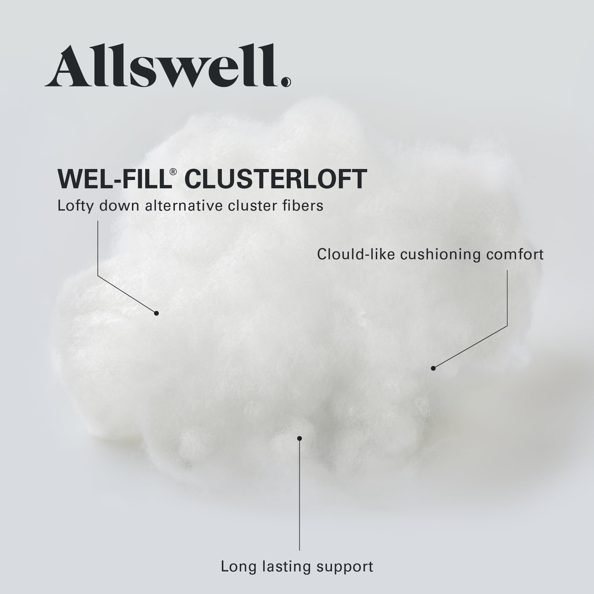 Allswell Side Sleeper Bed Pillow with HYGROCOTTON® Temperature Regulating Cover, Standard/Queen, 2-Pack