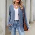 thumbnail image 6 of Qzwdhjm Women's Cardigan Sweaters Ribbed Knit Hooded Button up Cardigans Mid Length Long Sleeve Sweater Coat with Pockets Casual Fall Outerwear, 6 of 8