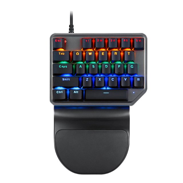K27 mecánico con cable USB para , 27 Ligero con reposamuñecas, Mini mecánico retroiluminado, para computadora port Interruptor azul Sunnimix Teclado mecánico