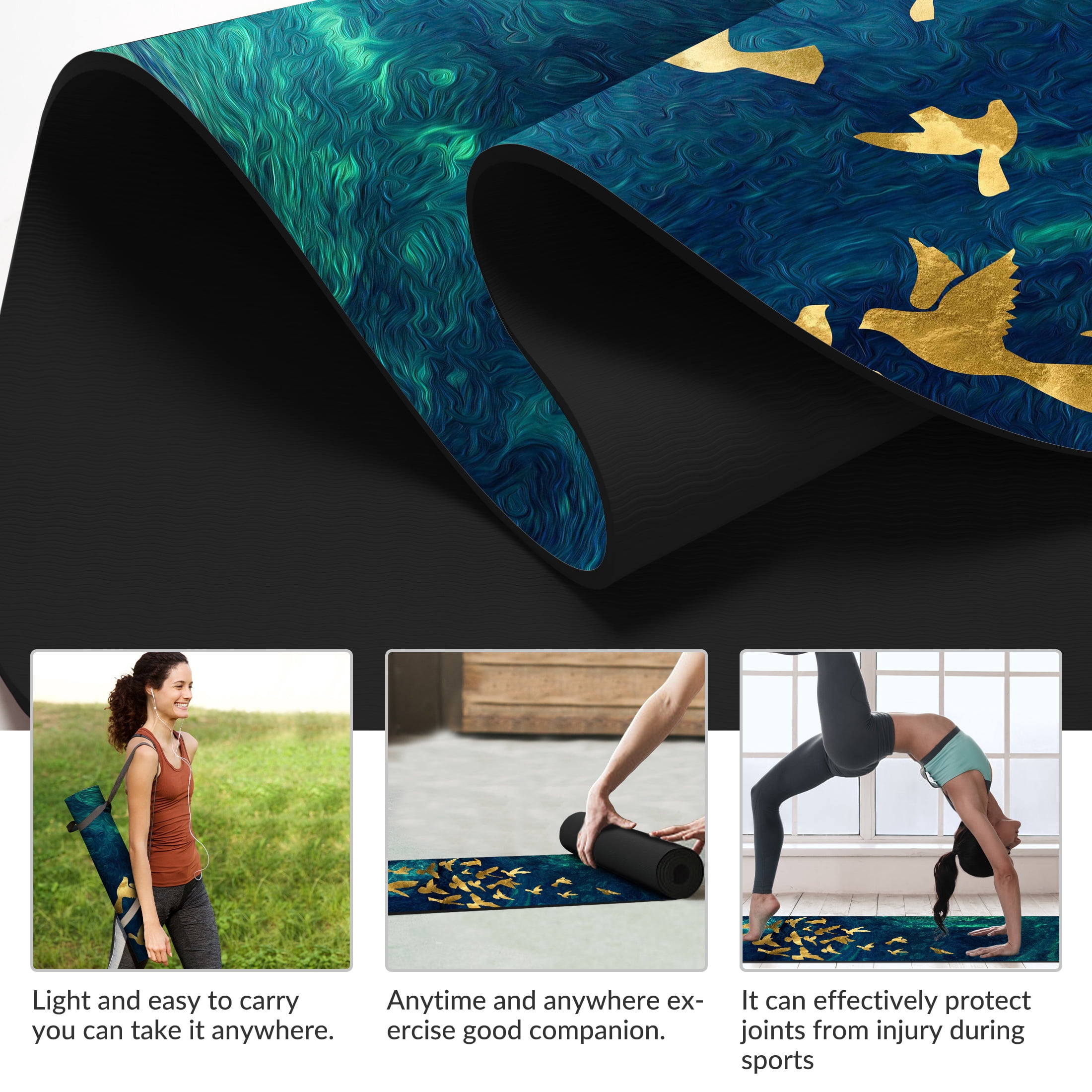 Zeronic Yoga Mat Premium Printing Non Slip Exercise & Fitness Mat for All Types of Yoga, Pilates & Floor Workouts (72" x 24" x 6mm Thick)