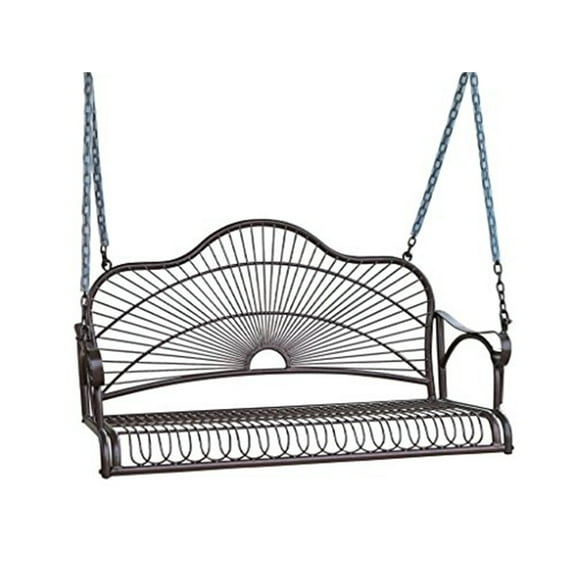 International Caravan Sun Ray Iron Patio Porch Swing in Bronze