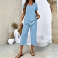 thumbnail image 2 of Clossjun Womens Sets Two Piece Capri Outfits Casual Trendy Fitted Crop Pants and Top Matching Suits Summer Cloths, 2 of 5