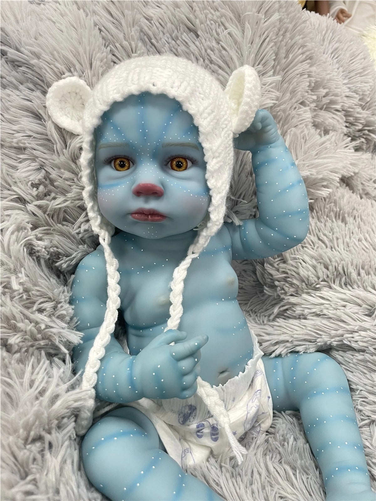 GloTide 20 Inch/50cm Realistic Avatar Newborn vinyl Baby Dolls 3D Paint Blue Skin Lifelike Reborn Baby Doll Kit Gift