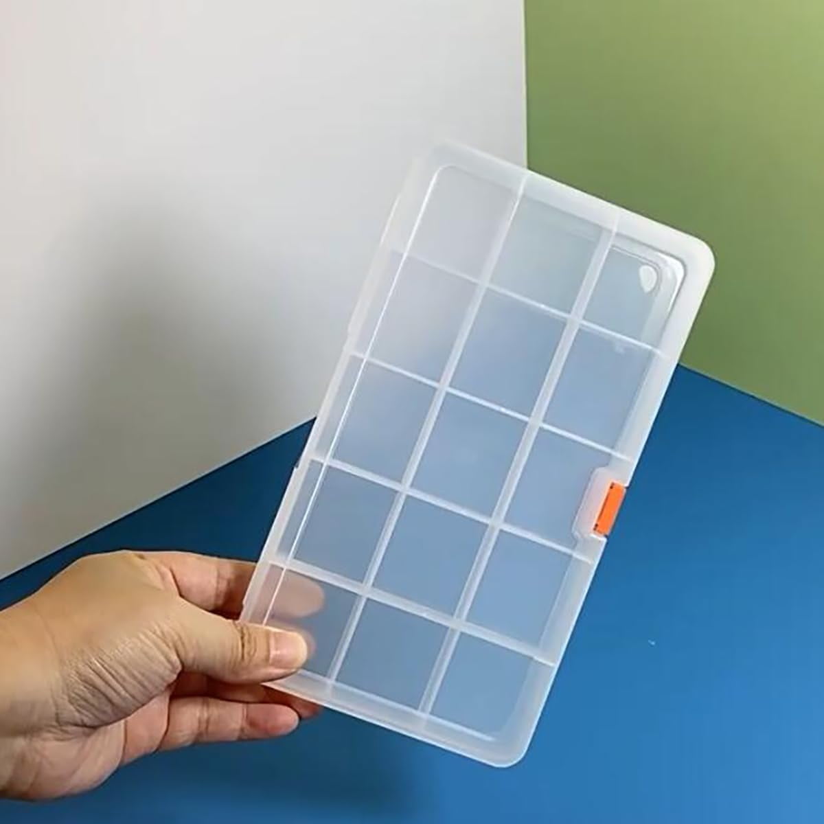 ABCISI 2 PCS Transparent Beads Storage Containers Box, Plastic Bead Organizers for Small Items and Other Craft Projects, Bead Rings Jewelry Display Organizer, Size 7.91 x 4.37 x 0.71 in (15 Girds)