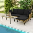 thumbnail image 1 of Costway Ensemble de 3 Pcs de Canapé de Patio en L Mobilier de Conversation avec Coussins Terrasse Jardin Noir, 1 of 10