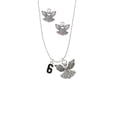 thumbnail image 2 of Delight Jewelry Silvertone Black Number - 6 Silver tone Guardian Angel Charm Necklace and Stud Earrings, 2 of 4