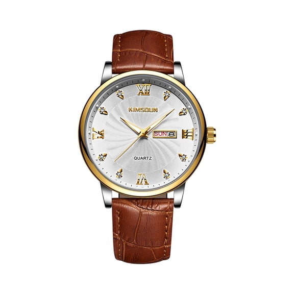 Clossjun Men's Casual Leather Watch, Easy to Read Three-Hand Analog Stainless Steel Watches for Men, Minimalist Day Date Waterproof Luminous Mens Quartz Wristwatch