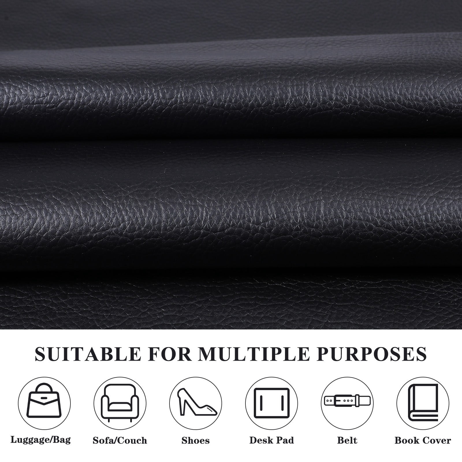 ANMINY Litchi Pattern Faux Leather Fabric, 1 Yard, 55in Wide Upholstery Leather for Headboard, Wall Decor, Sofa, Crafts, Sewing, Wallets, Handbags