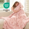 thumbnail image 4 of Blunique Faux Rabbit Fur Throw Blanket, Thick Ruched Plush Fuzzy, Decorative Tie-Dye, Pink, 50" x 60, 4 of 10