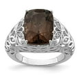 thumbnail image 3 of 925 Sterling Silver Rhodium-Plated Smoky Quartz and Diamond Ring Size 7, 3 of 6