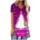 thumbnail image 1 of Camiseta Impresa con Cuello en V de Manga de Raglan de la Parte Trasera Larga Delantera Corta de las Mujeres de Navidad, Vacaciones Informales, 1 of 5