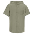 thumbnail image 3 of Conairie Button Down Shirt For Boys Solid Relaxed Fit Short Sleeve Collared Top Kids Breathable Summer Basic Blouse 7-8 Y, 3 of 5