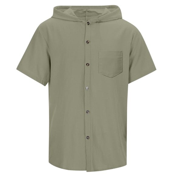 HNMKIU Cardigan Décontracté à Manches Courtes pour Garçons, Vêtement Léger avec Poches pour Enfants et Grands Garçons Vert Armée, 9-10 Ans