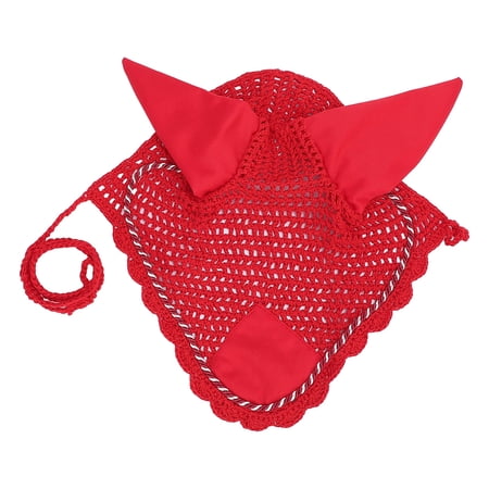 Yajisi Horse Ear Bonnet Cotton Breathable Fly Veil Ear Net Crochet Equestrian Mask for Sensitive Horses Handmade Protective Hood Equipment (7.09 inches / 18 cm)