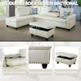 thumbnail image 6 of PonLiving Sectional Sofa, 97.5" White Faux Leather 3 Piece Living Room Faux Leather Couch with Storage Ottoman, Cup Holder, Left Facing Chaise, 6 of 7