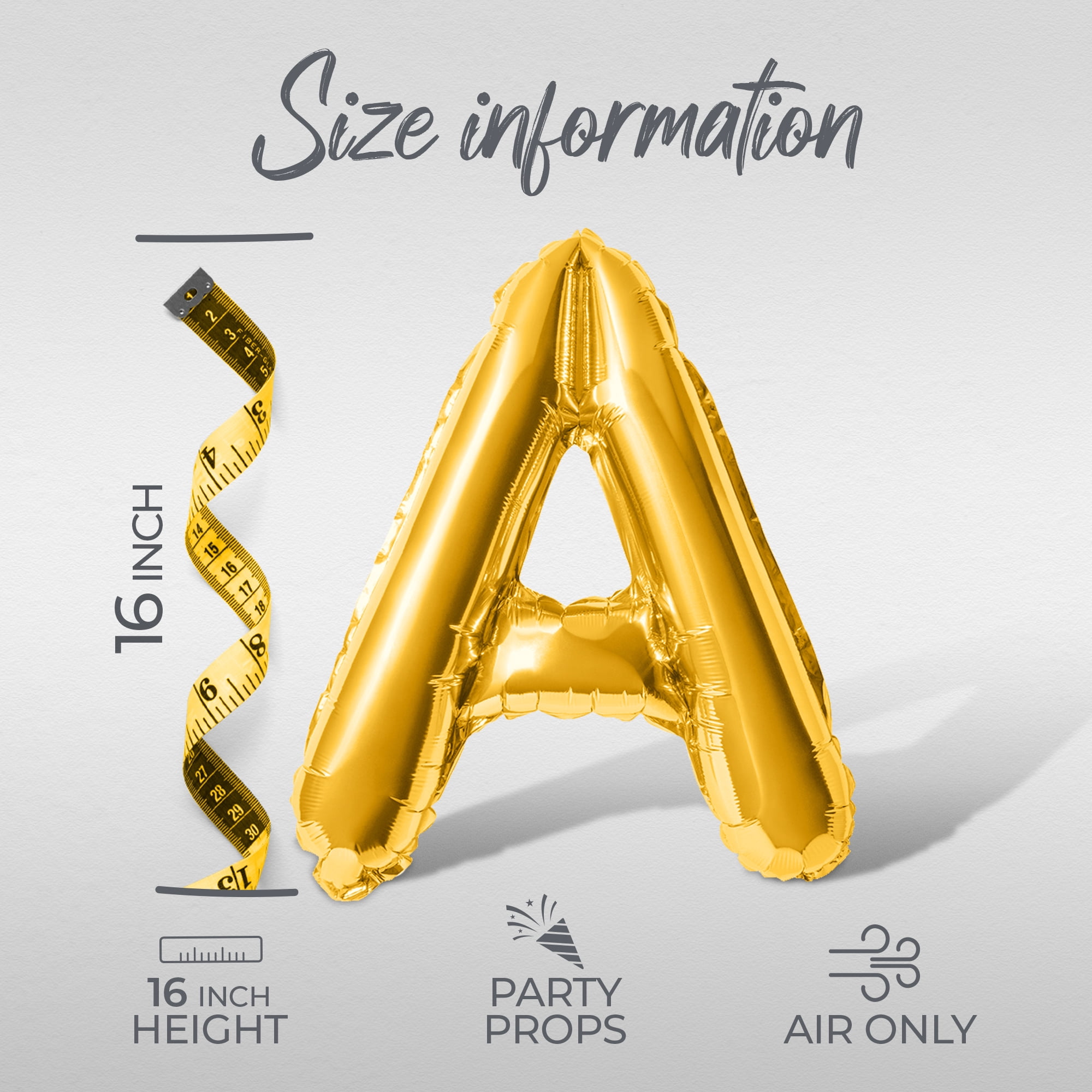 Letter Balloons - SPLISH SPLASH WATERSLIDE BASH 16" Inch Alphabet Letters Foil Mylar Balloon Waterslide Birthday Party Banner (Gold)