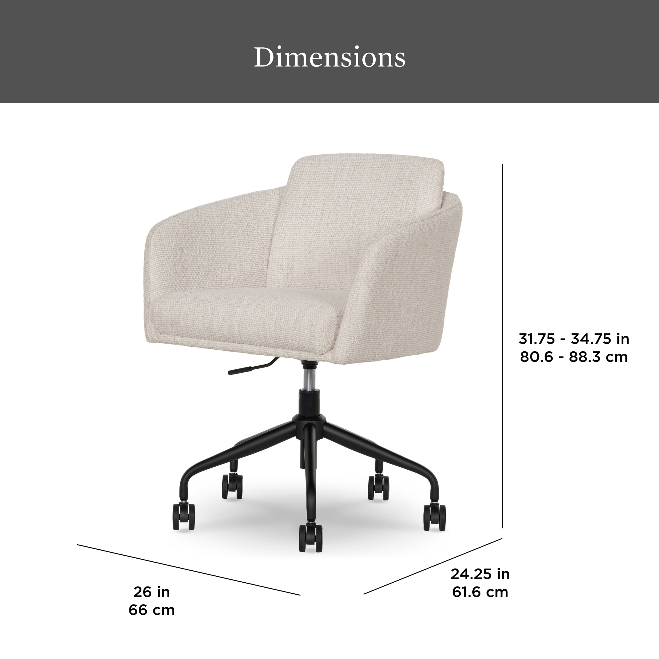 Better Homes & Gardens Juliet Office Chair, Ivory Boucle and Matte Black
