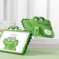 thumbnail image 4 of Funda protectora infantil de silicona de dibujos animados para iPad de 10,2 pulgadas 9/8/7 generación con cubierta de soporte ajustable, funda de silicona a prueba de golpes con diseño de pequeño dinosaurio de dibujos animados lindo (verde) oso de fresa Electrónica, 4 of 5