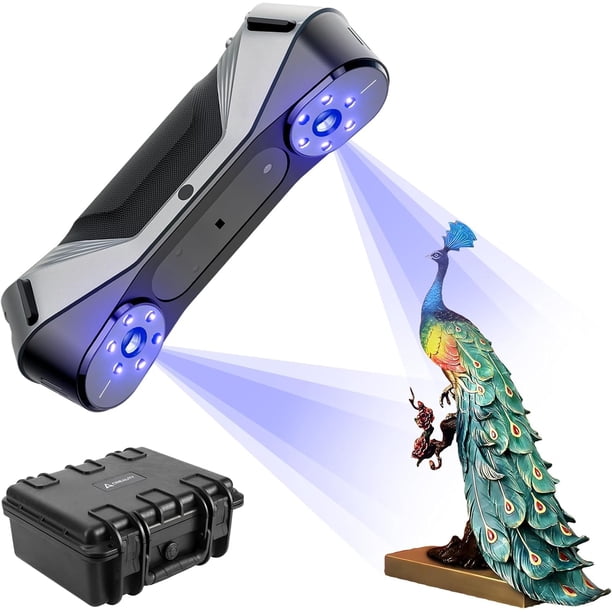 Creality CR-Scan Raptor 3D Escáner de precisión industrial de 0,02 mm, tecnología láser azul 7, 0,1 mm, infrarrojo cercano (NIR) de 20 fps, velocidad de escaneo de 60 fps para objetos de 5 a 2000 mm