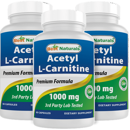 3 Pack Best Naturals Acetyl L-Carnitine 1000 mg 60 Capsules (Total 180 Capsules)