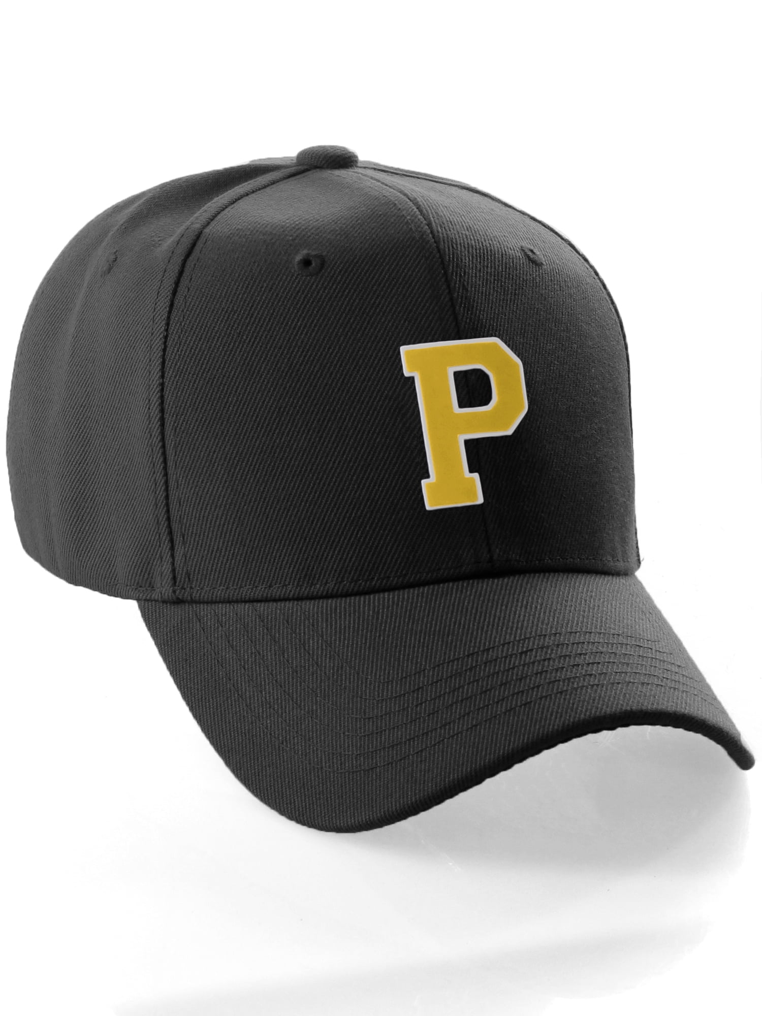 Black Cap White Gold Letter P 