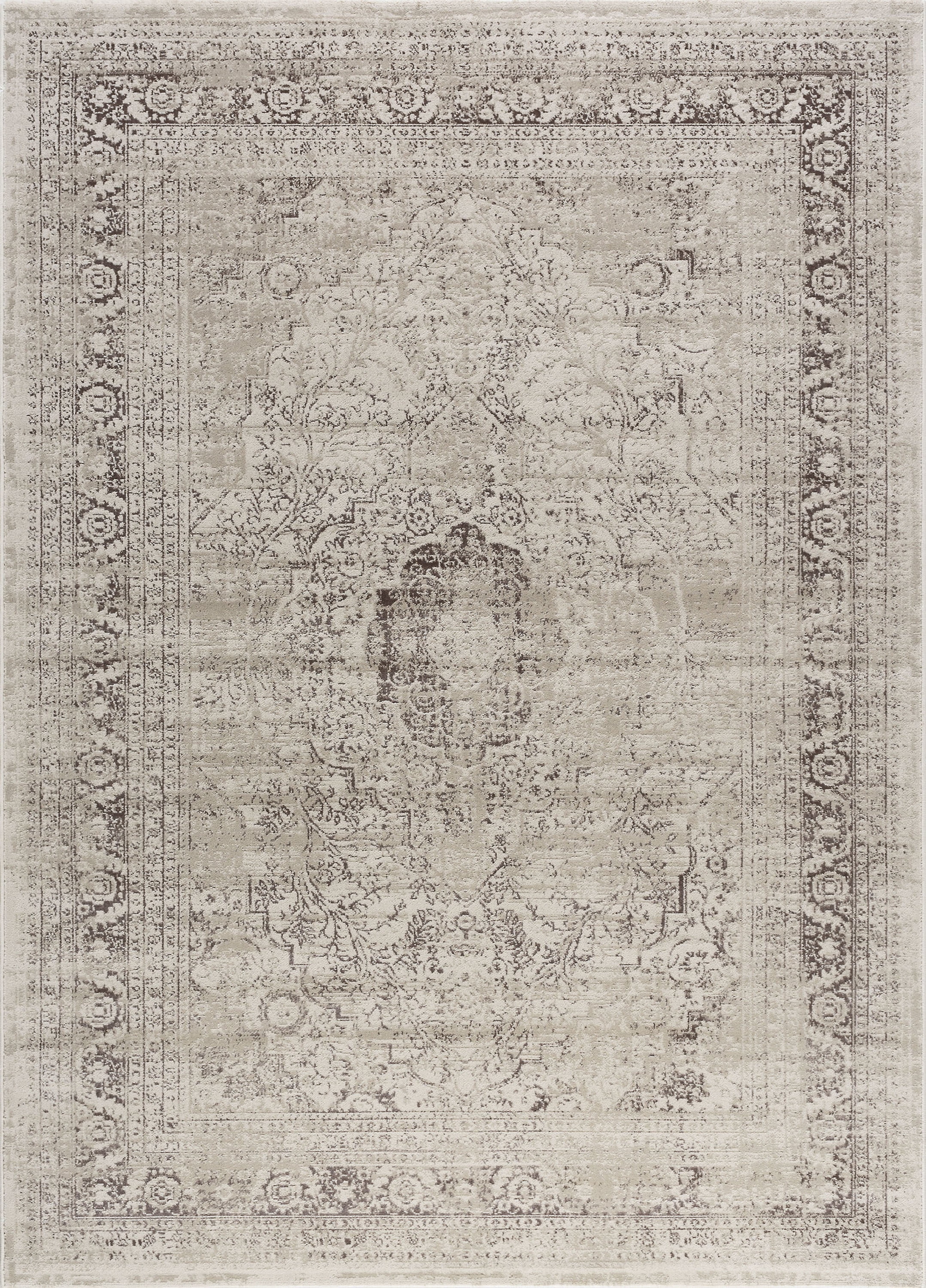 Transitional 5x8 Area Rug (5'3'' x 7'3'') Oriental Cream, Taupe Living Room Easy to Clean