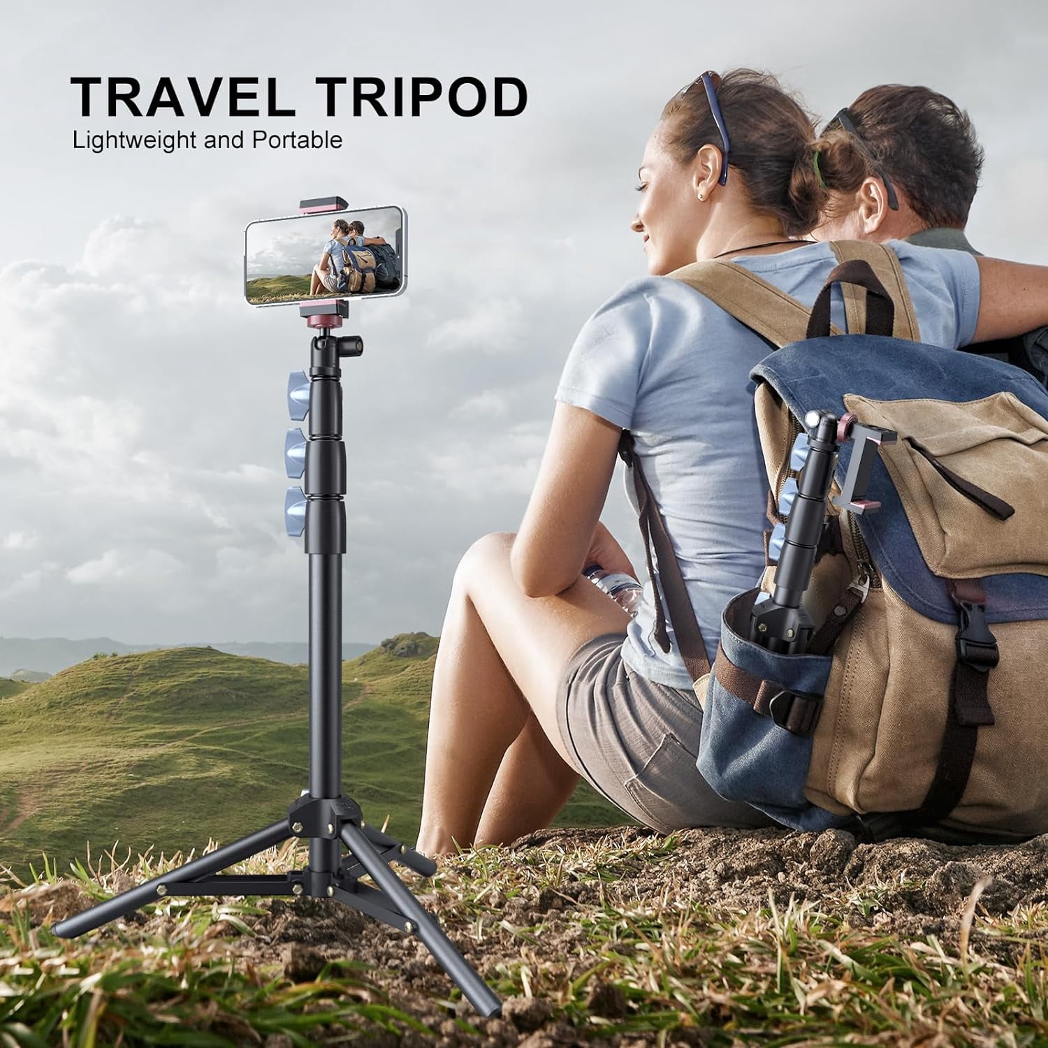LINCO Adjustable iPhone iPad Selfie Stick Tripod 52” Bluetooth Remote Mic Stand Tablet Holder -Black