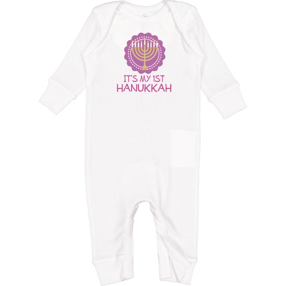 Inktastic My 1st Hanukkah Festival Girls Baby Romper Coveralls